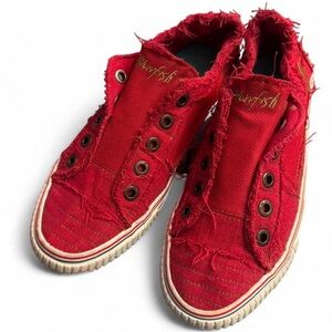 Vintage Blowfish Malibu Y2K Red Distressed Slip On Sneakers